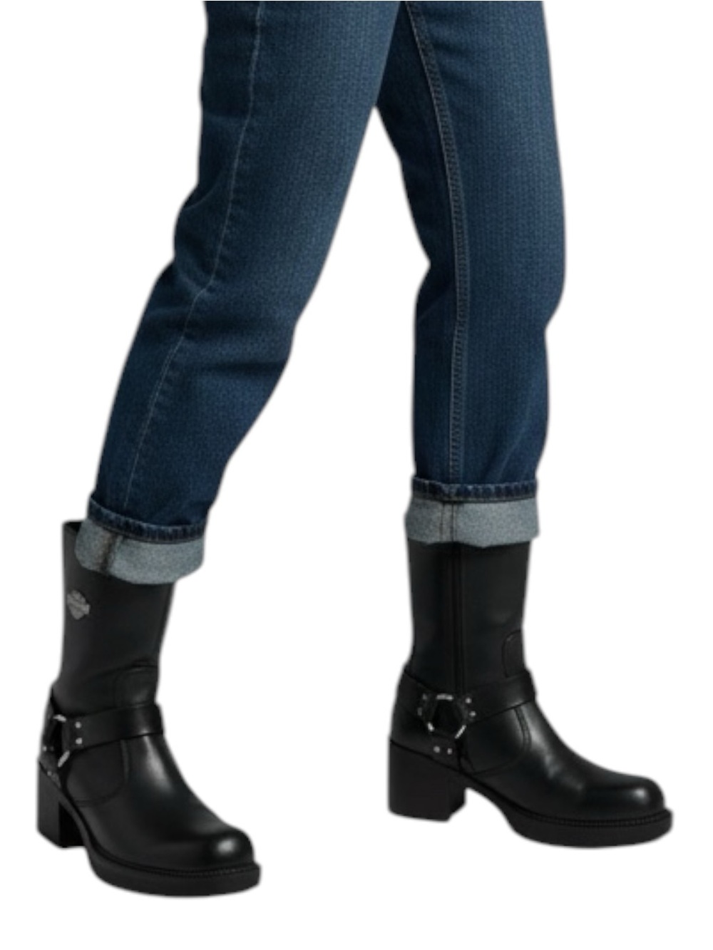 Harley-Davidson Black Leather Y2K Gypsy Block Heeled Motorcycle Grunge Boots - Picture 12 of 13